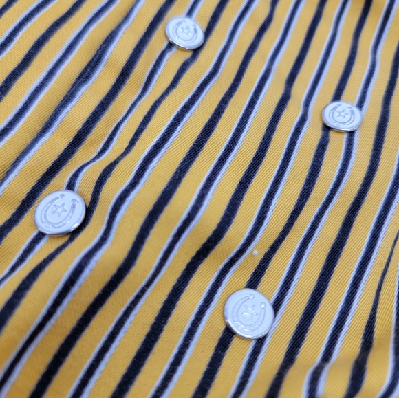 Vintage Yellow Navy Blue Striped Horseshoe Button Western Blazer Girls Size 6 - Picture 3 of 14